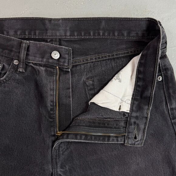 Levi's 505 Straight Leg Faded Black Denim Red Tab Jeans Fit 36 x 31 - Picture 3 of 8